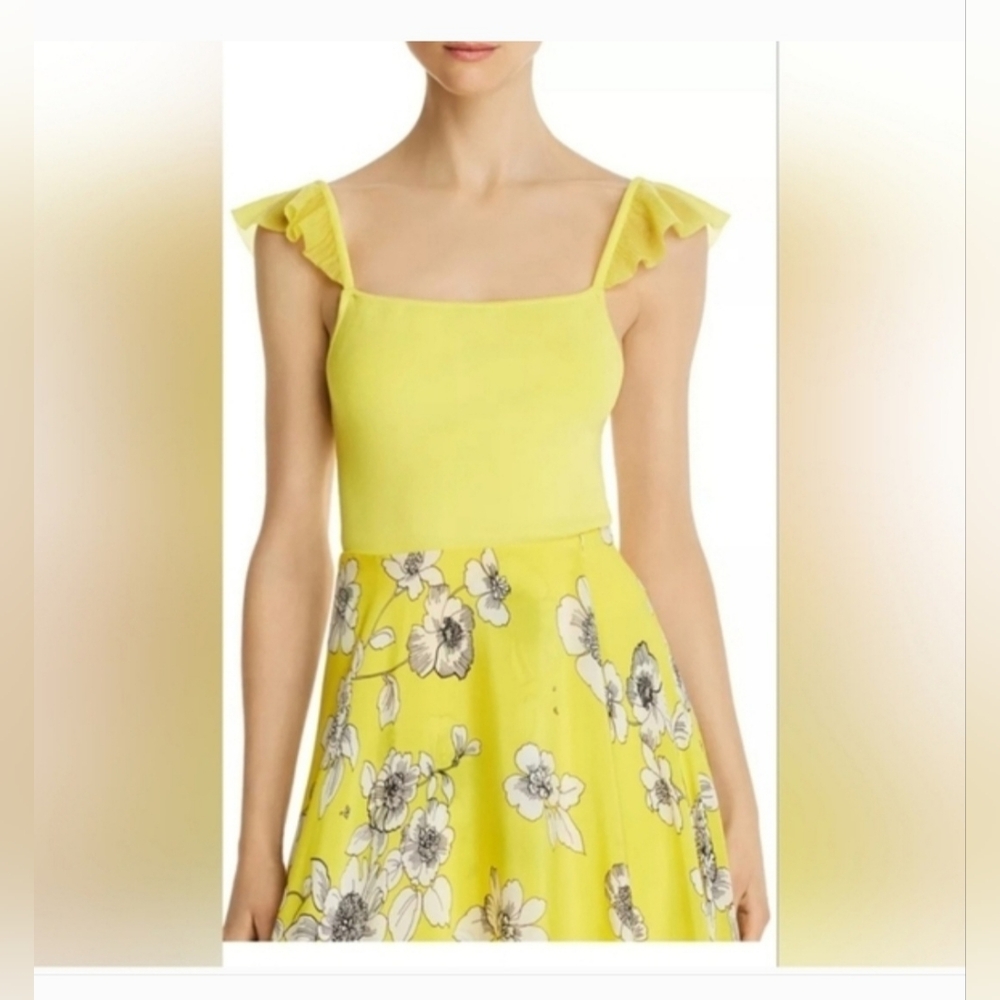 Alice + Olivia Marg Ruffle-Strap Cropped Top Size Large $298